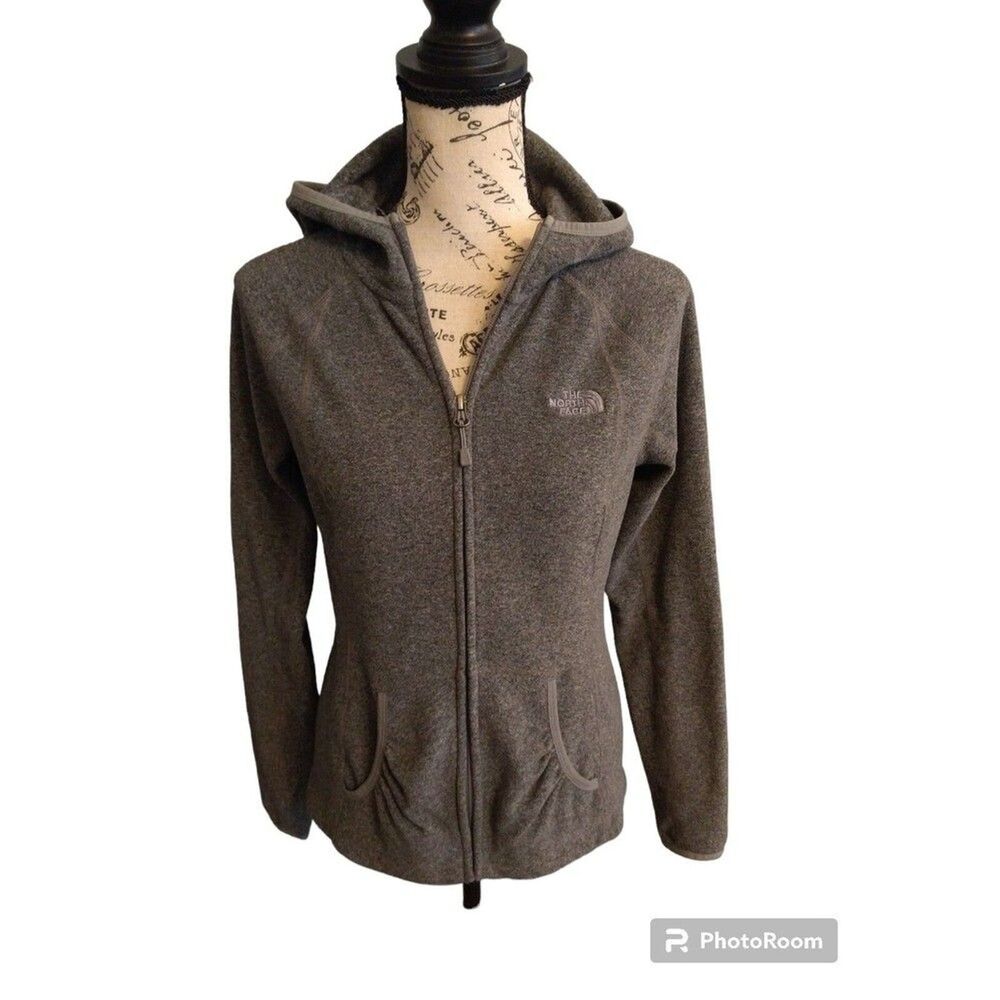 North face Fleece hooded Zip Up jacket Gray Small Cozy Outdoor Neutral